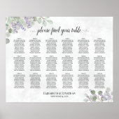 18 Tabel Eucalyptus Lavender Wedding Seating Chart Poster (Voorkant)