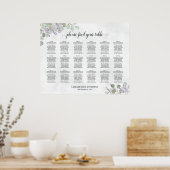 18 Tabel Eucalyptus Lavender Wedding Seating Chart Poster (Keuken)