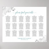 18 Tabel Frilly White Wedding Seating Chart Blauwg Poster (Voorkant)