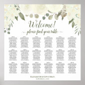 18 Tabel Ivoor White Roses Wedding Seating Chart Poster (Voorkant)
