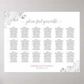 18 Tabel Lacy White Wedding Seating Chart Lavender Poster (Voorkant)