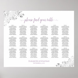18 Tabel Lacy White Wedding Seating Chart Lavender Poster