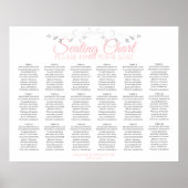 18 Tabel Roze & Gray Wedding Seating Chart Poster (Voorkant)