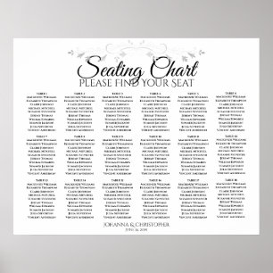 18 Tabel Zilveren Filigree Wedding Seating Chart Poster