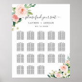 18 Tafel Blush Pink Bloom Wedding Seating Chart Poster (Voorkant)
