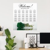 18 Tafel Elegant Smaragd Groen Roos Zitkaart Poster (Thuiskantoor)