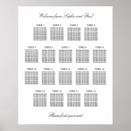 18 Tafel Elegante Minimalistische Zitplaatskaart Poster