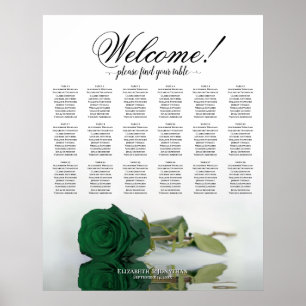 18 Tafel Elegante Smaragdgroene Roos Zitplaatskaar Poster