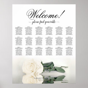 18 Tafel Elegante Witte Roos Trouw Stoelenplattegr Poster