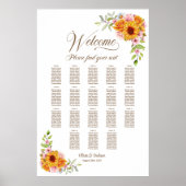 18 Tafel Geel Bloemstuk Bruiloft Zitplaatskaart Poster (Voorkant)