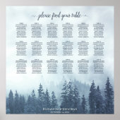 18 Tafel Misty Blue Pines Wedding Seating Chart Poster (Voorkant)