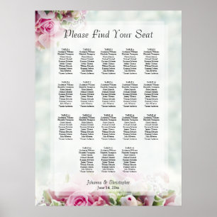 18 Tafel roze rozen weddenschappen Poster
