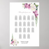 18 Tafel Roze Witte Roos Bloemstuk Stoelen Plan Poster (Voorkant)