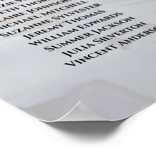 18 Tafel White Hearts Peony Wedding Seating Chart Poster (Hoek)