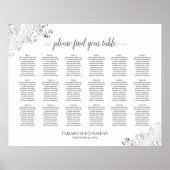 18 Tafel Wit Wedding Seating Chart Zilveren Frills Poster (Voorkant)