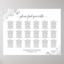18 Tafel Wit Wedding Seating Chart Zilveren Frills Poster