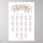 18 Tafel Witte Bloem Bruiloftstoelindeling Grafiek Poster (Voorkant)