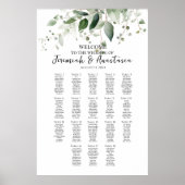 18 Tafels Elegant groen Bruiloft Zittafel Grafiek Poster (Voorkant)