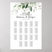 18 Tafels Groen Elegant Bruiloft Zittafel Grafiek Poster (Voorkant)