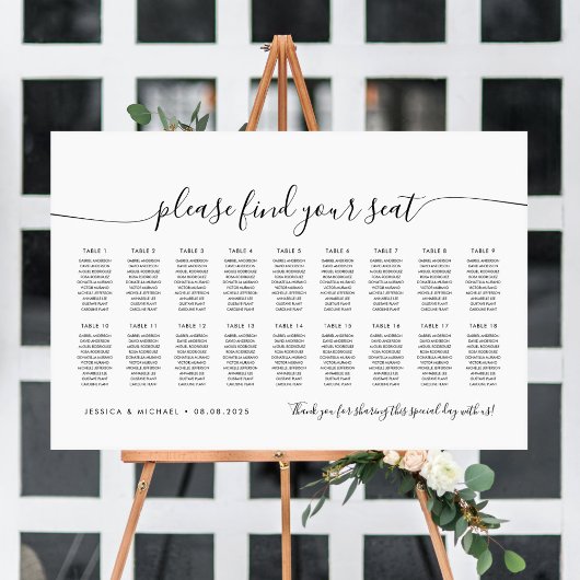 18 Tafels Modern Stoelzoeker Zitplaats Chart Poster