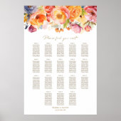 18 Tafelveer Bloemen Trouwstoel Grafiek Poster (Voorkant)