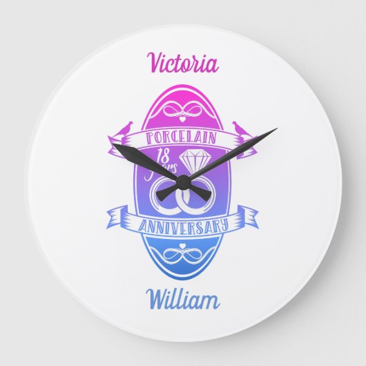 18 traditionele Porseleinen 18e trouwdag Grote Klok (Voorkant)