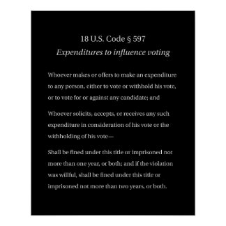18 US Code 597 Uitgaven om Stemmen te Beïnvloeden Perfect Poster