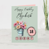 18 Vandaag Gerbera bloemen verjaardag groen Kaart (Voorkant)