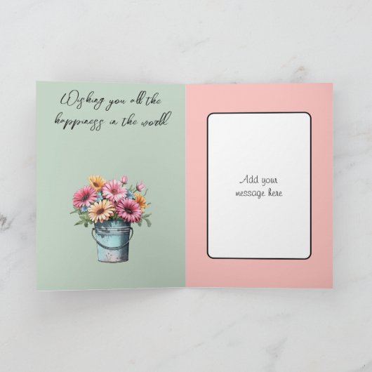 18 Vandaag Gerbera bloemen verjaardag groen Kaart (Binnen)