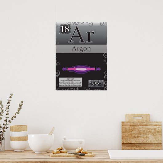 18. Veelhoek (Ar) Periodieke tabel van de elemente Poster (Keuken)