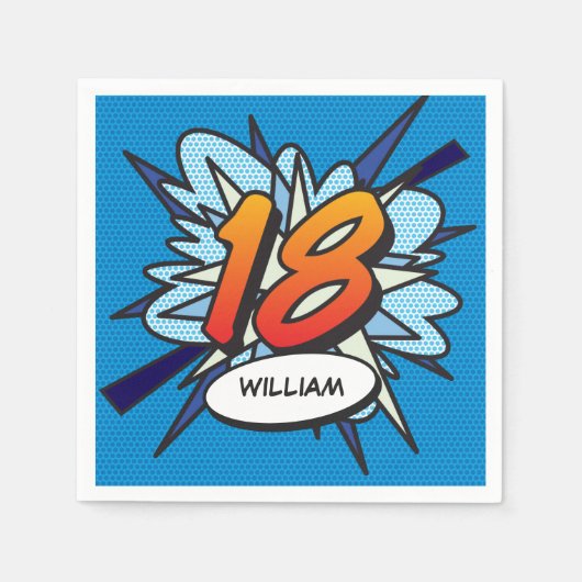 18 Verjaardag Fun Retro Stripboek Servet (Voorkant)