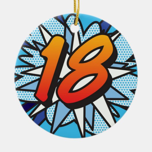 18 Verjaardag Leuk Retro Stripboek Keramisch Ornament (Voorkant)