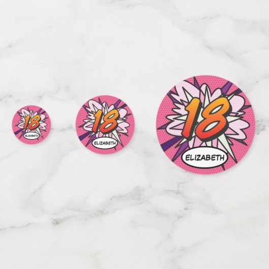 18 Verjaardag Leuke Retro Stripboek Confetti (Achterkanten)