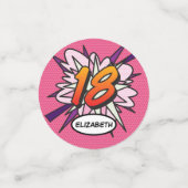 18 Verjaardag Leuke Retro Stripboek Confetti (Kleine voorkant)