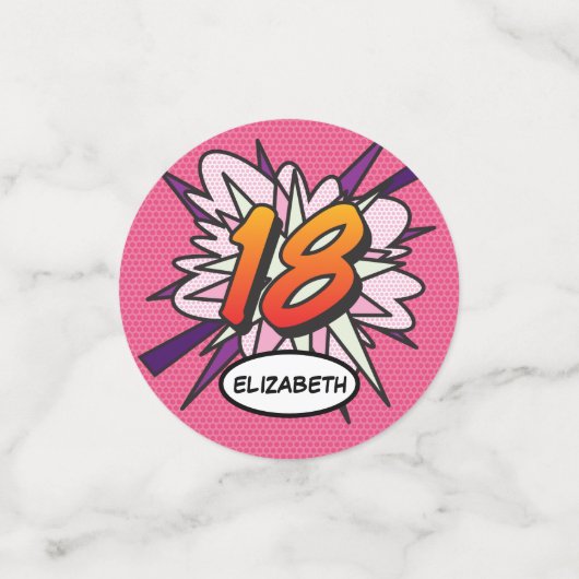 18 Verjaardag Leuke Retro Stripboek Confetti (Kleine voorkant)