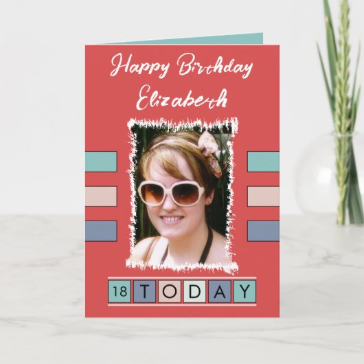 18 voeg vandaag foto's toe leeftijdsnaam rode verj kaart (Voorkant)
