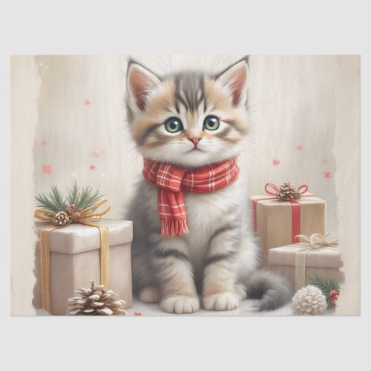 18# Weefselpapier Kerst Kat Tissuepapier (Voorkant)