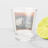 18 Wheeler Cattle Truck in Sunset Personalized Shot Glas (Achterkant)