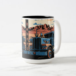 18 Wheeler Simi Tractor Trailer Truck gepersonalis Tweekleurige Koffiemok