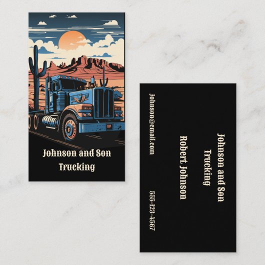 18 Wheeler Simi Tractor Trailer Truck Visitekaartje (Voorkant / Achterkant)