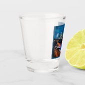 18 Wheeler Truck Op Snelweg met Houston Skyline Shot Glas (Links)