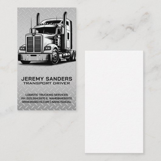 18-wieler vrachtwagen | Diamant Borden stalen acht Visitekaartje (Voorkant / Achterkant)