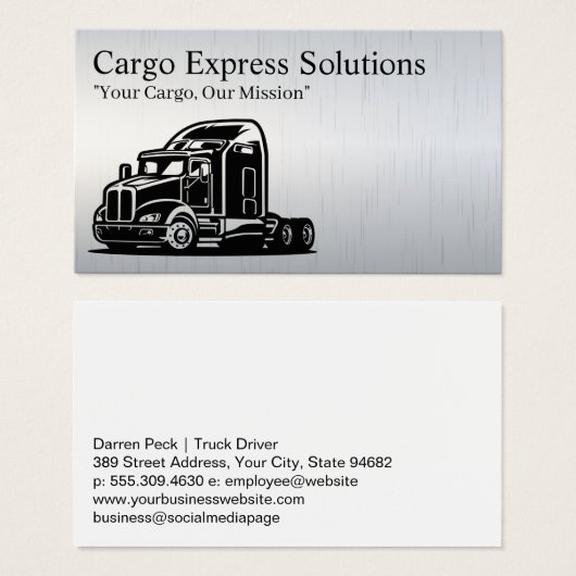 18-wieler vrachtwagen | vrachtvervoer over zee visitekaartje (Voorkant /achterkant)