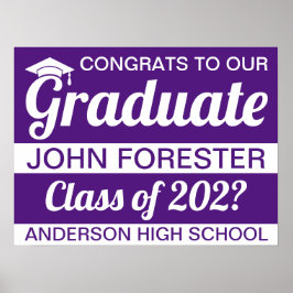 18 x 24-inch Afstuderen Paars Poster