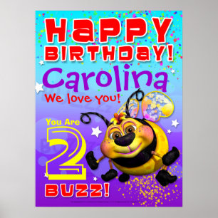 18 x 24-inch Giggle Bellies BeeWee Birthday Poster