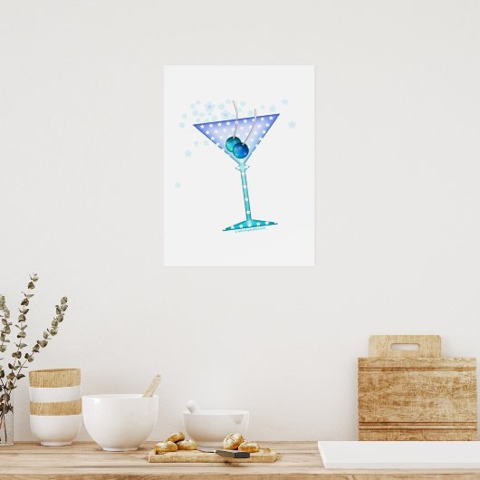 18 x 24-inch POSTER - BLUE MARTINI ART (Keuken)