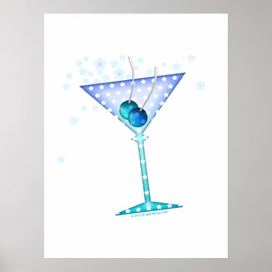 18" X 24" POSTER - BLUE MARTINI KUNST (Voorkant)