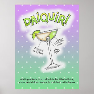 18" x 24" POSTER - DAIQUIRI RECEPT COCKTAIL KUNST