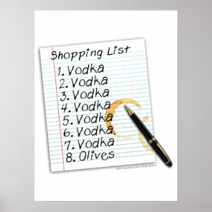 18" x 24" POSTER, VODKA BOODSCHAPLIJST Poster