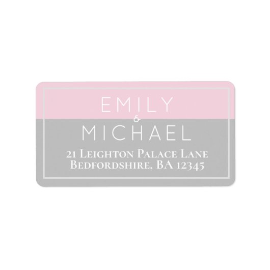 18 x Suikerroze grijze moderne labels voor retoura (Voorkant)